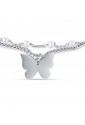Bracciale Luca Barra Doppio Filo Perle Bianche Charm Farfalla Acciaio BK2251