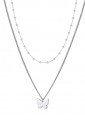 Collana Luca Barra Doppio Filo Perle Bianche Charm Farfalla Acciaio CK1675