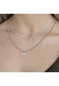 Collana Luca Barra Doppio Filo Perle Bianche Charm Farfalla Acciaio CK1675