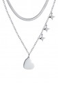 Collana Girocollo Luca Barra Doppio Filo Charm Stelle Cuore Acciaio CK1685