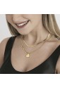 Collana Girocollo Luca Barra Doppio Filo Charm Stelle Cuore Acciaio Dorato CK1687
