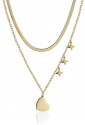 Collana Girocollo Luca Barra Doppio Filo Charm Stelle Cuore Acciaio Dorato CK1687
