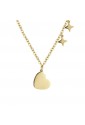 Collana Girocollo Luca Barra Doppio Filo Charm Stelle Cuore Acciaio Dorato CK1687