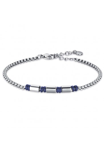 Bracciale Luca Barra Elementi Blu Acciaio BA1322