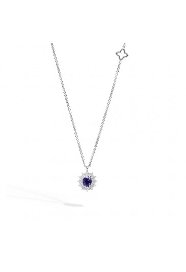 Collana Recarlo Zaffiro Blu Diamanti Naturali Oro 18kt Modello Camelia P77CC001/ZB-45