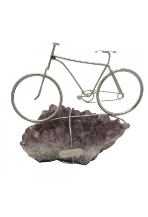 Bicicletta Argentata Pietra Naturale Ametista Regalo Matrimonio Cristalloterapia 15x12 Small NFC TXMHMFM