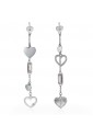 Orecchini Lunghi Brosway Chant Pendenti Cuori Acciaio Cristalli Swarovski Bianchi BAH33