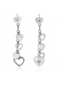 Orecchini Lunghi Brosway Chant Pendenti Cuori Acciaio Cristalli Swarovski Bianchi BAH34