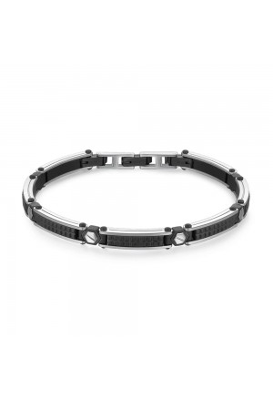 Bracciale Semirigido Brosway Backliner Acciaio Finiture Nere Uomo BBC16