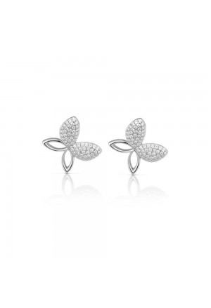 Orecchini A Lobo Butterfly Argento Frafalle Zirconi Bianchi Mediterraneo SYYX0FM