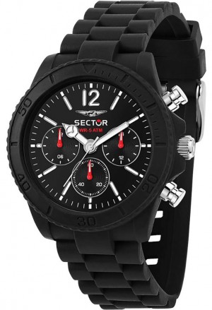 Orologio Sector Cronografo Chrono Quadrante Nero Cinturino Silicone Uomo R3251549001