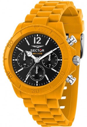 Orologio Sector Cronografo Chrono Quadrante Arancione Cinturino Silicone Uomo R3251549004