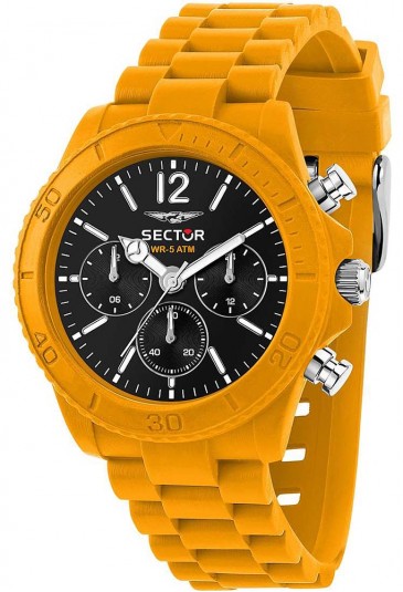 Orologio Sector Cronografo Chrono Quadrante Arancione Cinturino Silicone Uomo R3251549004