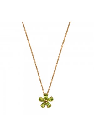 Collana Fiore Peridoto Verde Oro Rosa 18kt Regalo Laurea Fantasia Monile PLQBKFM