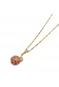 Collana Girocollo Coccinella Smalto Rosa Diamanti Oro 18kt Fantasia Monile C35120B