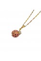 Collana Girocollo Coccinella Smalto Rosa Diamanti Oro 18kt Fantasia Monile C35120B