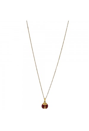 Collana Girocollo Coccinella Smalto Rosso Diamanti Oro 18kt Portafortuna Fantasia Monile CR35304A