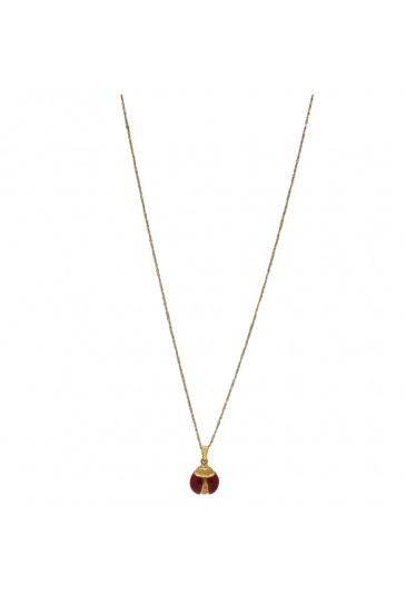 Collana Girocollo Coccinella Smalto Rosso Diamanti Oro 18kt Portafortuna Fantasia Monile CR35304A