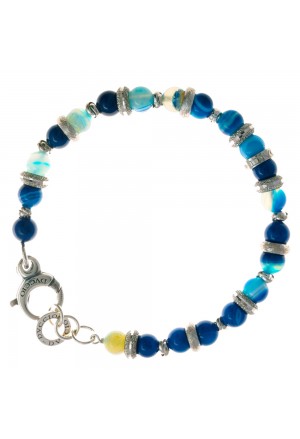 Bracciale Dvccio Afrodite Pietre Naturali Blu Argento Rodiato FRZRPFM