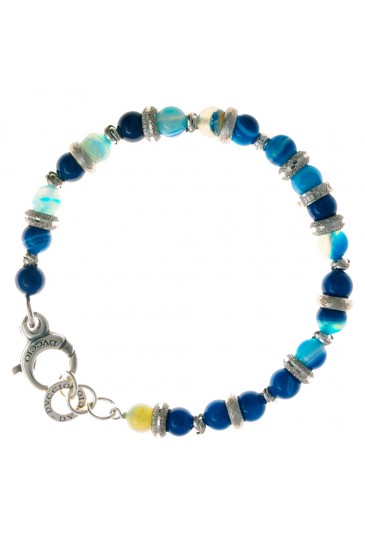 Bracciale Dvccio Afrodite Pietre Naturali Blu Argento Rodiato FRZRPFM