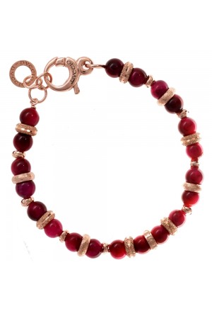 Bracciale Dvccio Afrodite Pietre Naturali Fucsia Argento Rosegold RQII1FM