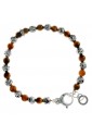 Bracciale Dvccio Ares Pietre Naturali Marroni Argento Rodio 89GNJFM