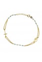 Bracciale Rosario Oro Giallo 18KT Cristalli Azzurri Croce madonna Miracolosa Fantasia Monile Q80YUFM