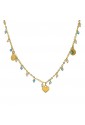 Collana Girocollo Charms Cuore Cristalli Turchesi Bianchi Oro Giallo 18kt Fantasia Monile 4LPMVFM