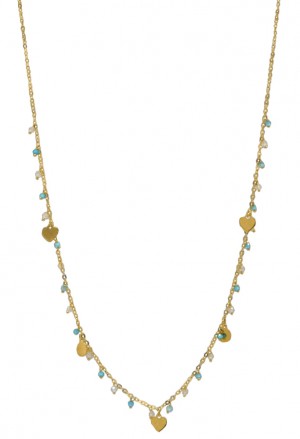 Collana Girocollo Cristalli Azzurri Bianchi Cuore Oro Giallo 18kt Fantasia Monile 4LPMVFM