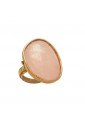 Anello Regolabile Argento Rosegold Quarzo Rosa Cabochon Fantasia Monile VVUXNFM