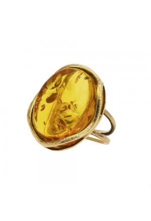 Anello Ambra Gialla Argento Fantasia Monile HR67DFM