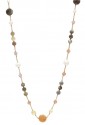 Collana Lunga Pietre Naturali Quarzi Brown Grigi Perle Lunghezza 140 Cm Fantasia Monile PMU67FM
