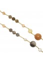 Collana Lunga Pietre Naturali Quarzi Brown Grigi Perle Lunghezza 140 Cm Fantasia Monile PMU67FM