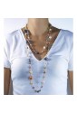 Collana Lunga Pietre Naturali Quarzi Brown Grigi Perle Lunghezza 140 Cm Fantasia Monile PMU67FM