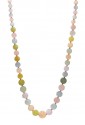 Collana Lunga Pietre Naturali Quarzo Rosa Lunghezza 56 Cm A Scalare Fantasia Monile F66PVFM