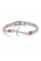 Bracciale Luca Barra Corda Beige Ancora Acciaio BA1003