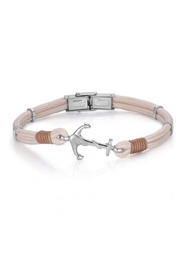 Bracciale Luca Barra Corda Beige Ancora Acciaio BA1003