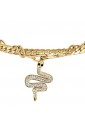 Bracciale Morbido Acciaio Dorato Doppio Filo Pendente Serpente Cristalli Luca Barra BK2305