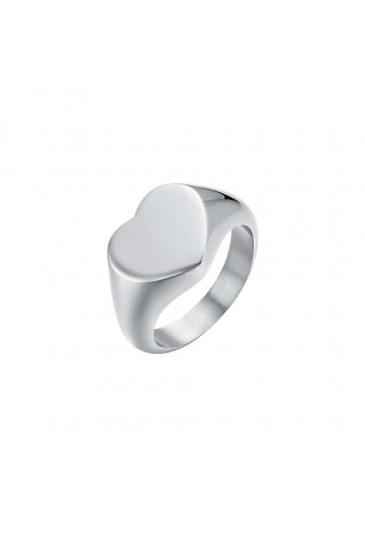 Anello Luca Barra Acciaio Sigillo Cuore Misura 12 Donna ANK346