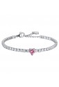 Bracciale Luca Barra Acciaio Cristalli Bianchi Cuore Cristallo Rosa BK2281