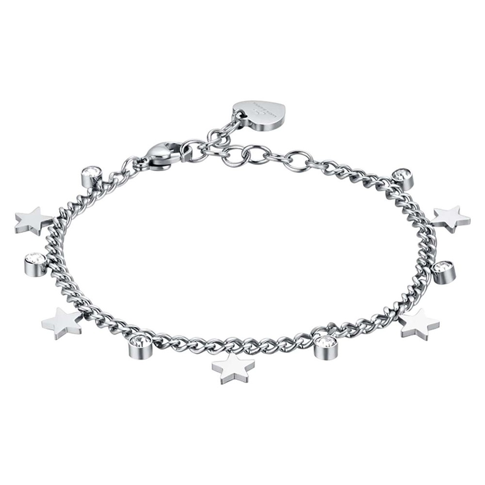 Bracciale Luca Barra In Acciaio Anallergico Con Pendente Sole E Cristalli Bianchi – Modello BK2330