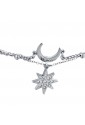 Bracciale Luca Barra Doppio Filo Acciaio Charm Luna Stella Cristalli Bianchi BK2310