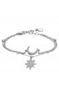 Bracciale Luca Barra Doppio Filo Acciaio Charm Luna Stella Cristalli Bianchi BK2310