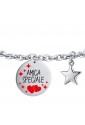 Bracciale Luca Barra Acciaio Amica Speciale Smalto Nero Rosso BK2319