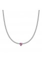 Collana Girocollo Tennis Luca Barra Acciaio Cristalli Bianchi Cuore Cristallo Rosa CK1704