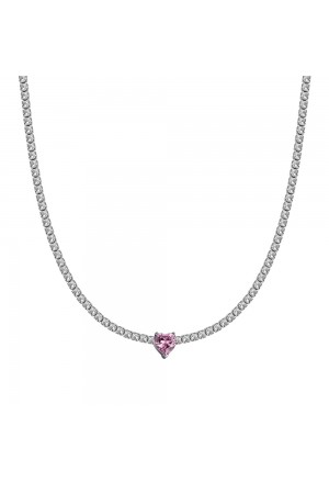 Collana Luca Barra Acciaio Cristalli Bianchi Cuore Cristallo Rosa CK1704
