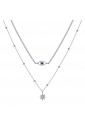 Collana Girocollo Luca Barra Doppio Filo Acciaio Charm Occhio Stella Cristalli Bianchi CK1744