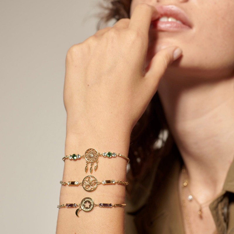 Bracciale Rigido Brosway Chakra In Acciaio 316L Con Cristalli E Rosa Dei Venti – Finitura Oro 14K, Diametro 185mm, Regalo Donna