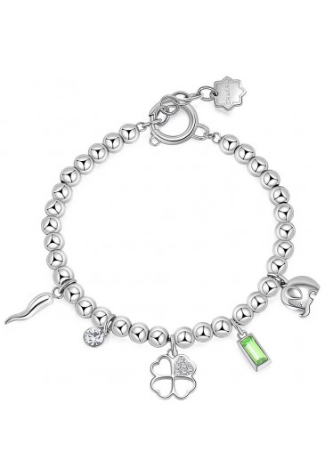 Bracciale Brosway Chakra Quadrifoglio Pendenti Portafortuna Significato Audacia Acciaio Cristalli BHKB114
