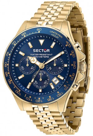 Orologio Sector 230 Acciaio Gold Cronografo Chrono Quadrante Blu Uomo R3273661030